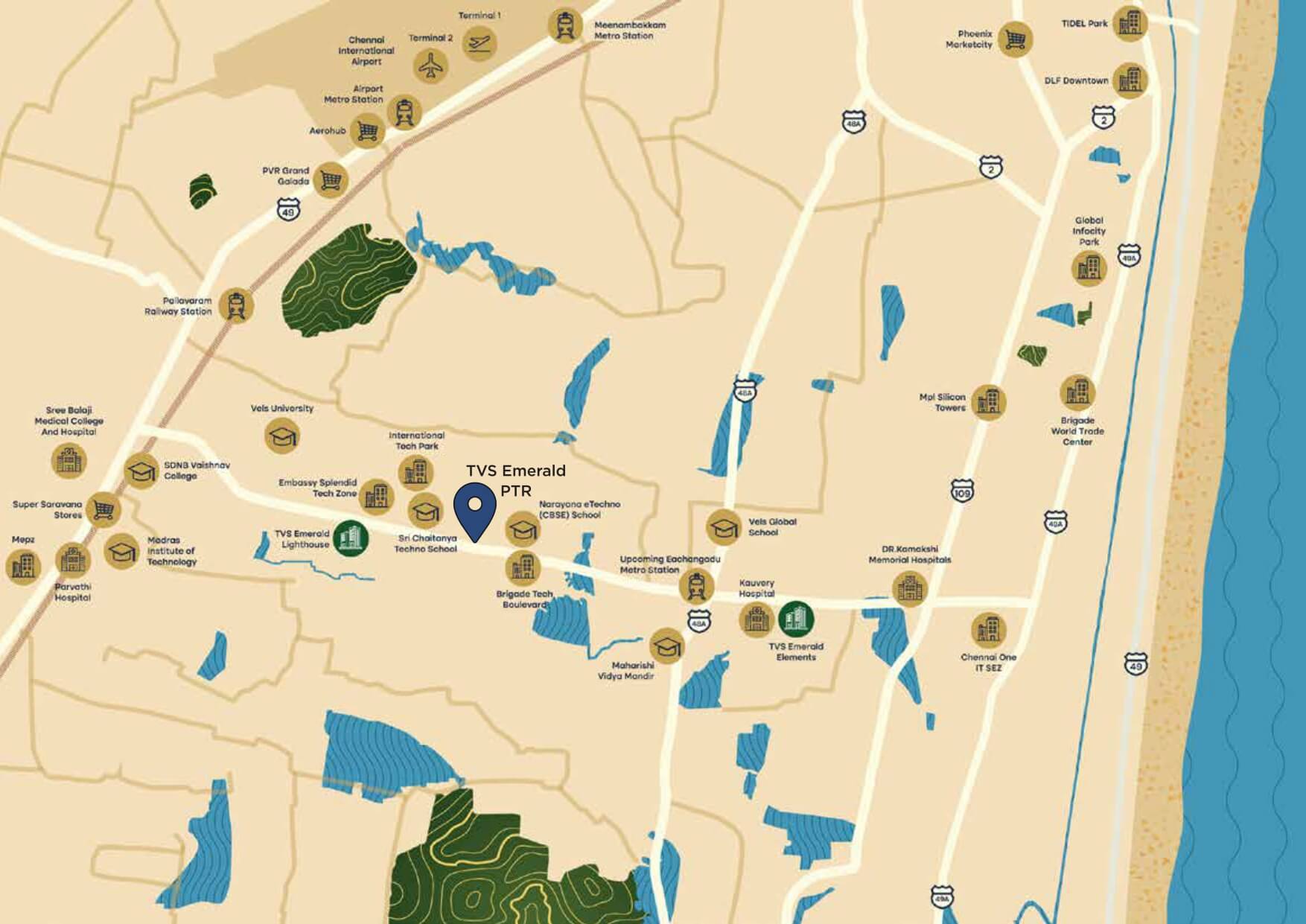 TVS Emerald Avalon Pallavaram Location Map